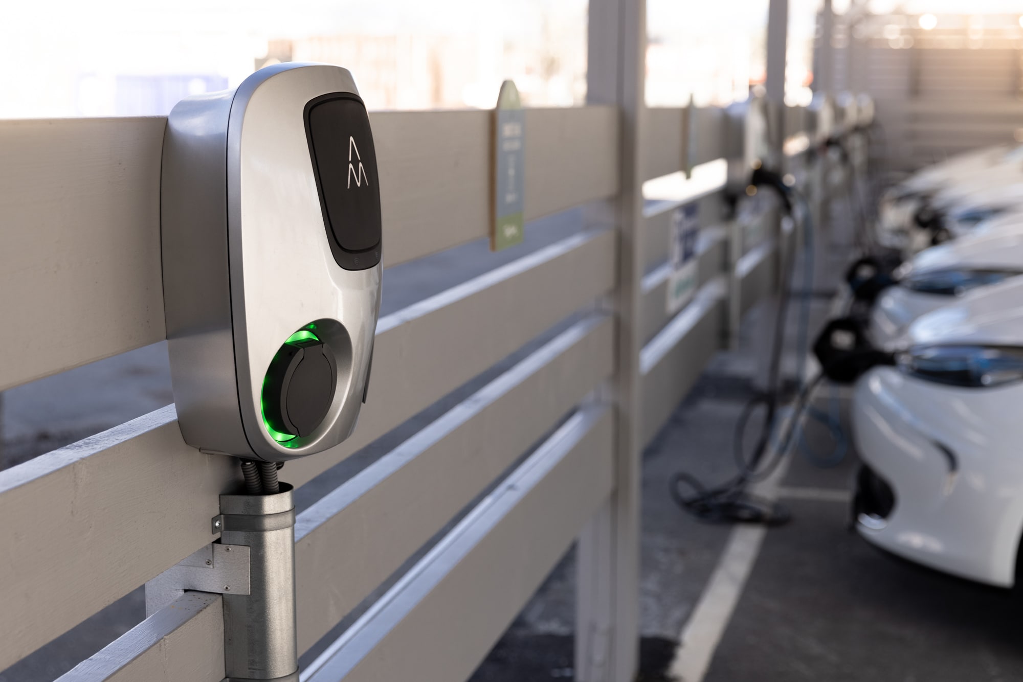 Charging stations Charge Amps Aura charging white electric cars